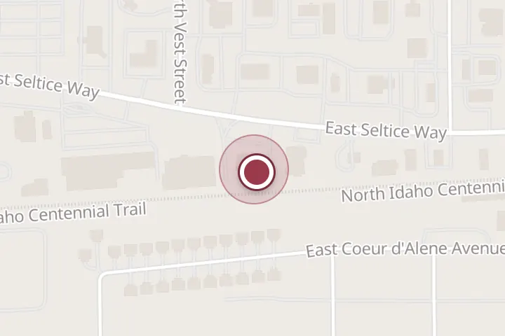 Street map around 1616 E Seltice Way, Post Falls, with a pin at Monica Kovacs, Realtor - Windermere / Coeur d'Alene Realty, Inc