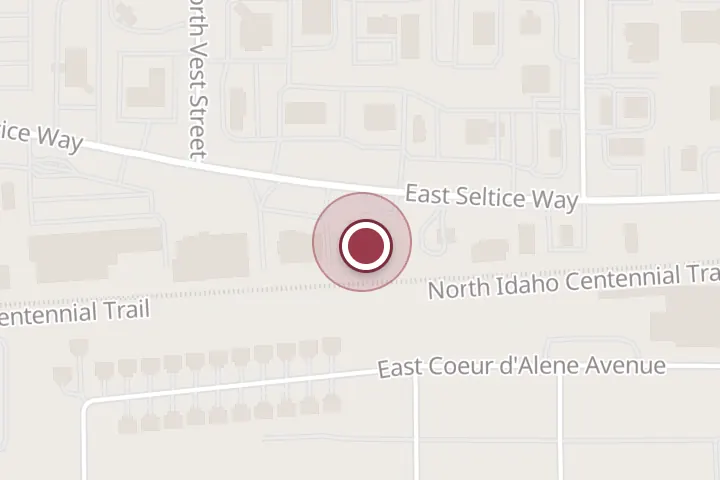 Street map around 1624 E Seltice Way, Post Falls, with a pin at Mountain View Chiropractic