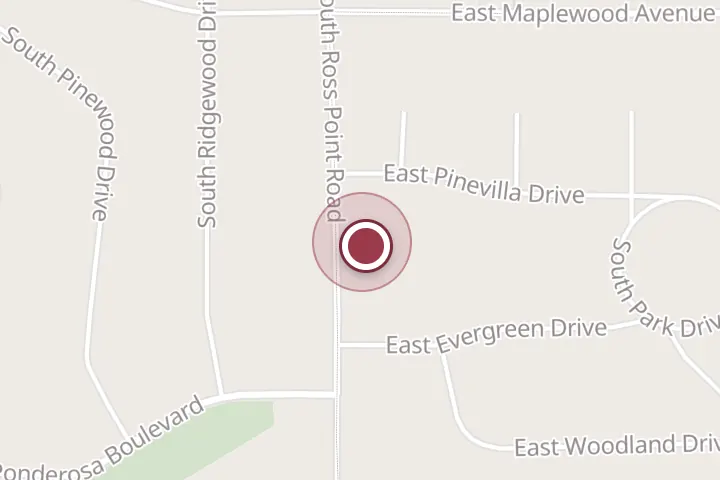 Street map around 313 S Ross Point Rd, Post Falls, with a pin at Myers services llc