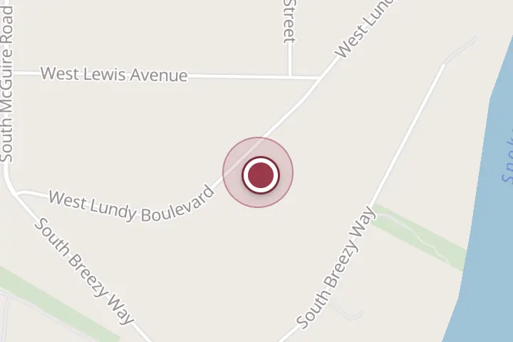 Street map around 2382 W Lundy Blvd, Post Falls, with a pin at North Idaho Natives