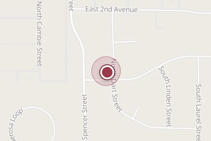 Street map around 105 N Dart St, Post Falls, with a pin at NorthWest HomeBuyer