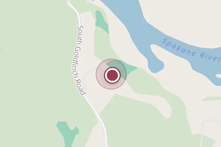 Street map around 728 S Goldfinch Rd, Post Falls, with a pin at Northwest Roof Restoration, LLC