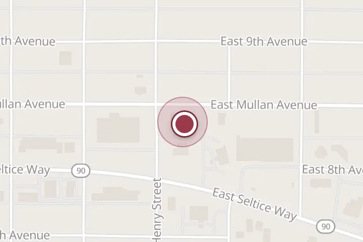 Street map around 810 N Henry St, Post Falls, with a pin at NW CFO