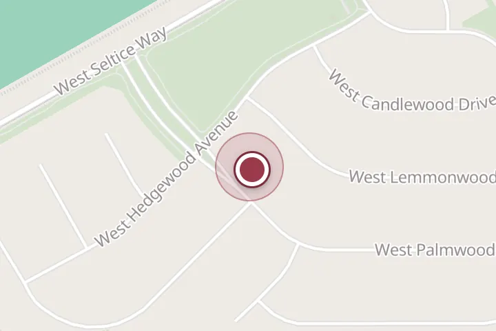 Street map around 5183 W Palmwood, Post Falls, with a pin at NW Peak Roofing LLC