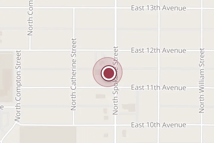 Street map around 102 W 11th Ave Ste A, Post Falls, with a pin at Orthodontics Exclusively