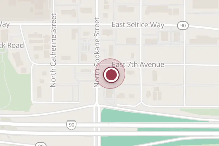 Street map around 620 N Spokane St, Post Falls, with a pin at Oval Office