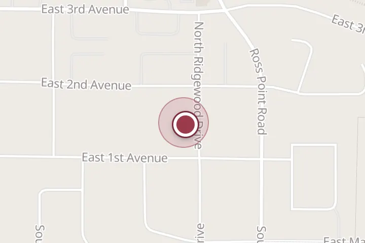 Street map around 105 N Ridgewood Dr, Post Falls, with a pin at Palms Painting & Designs