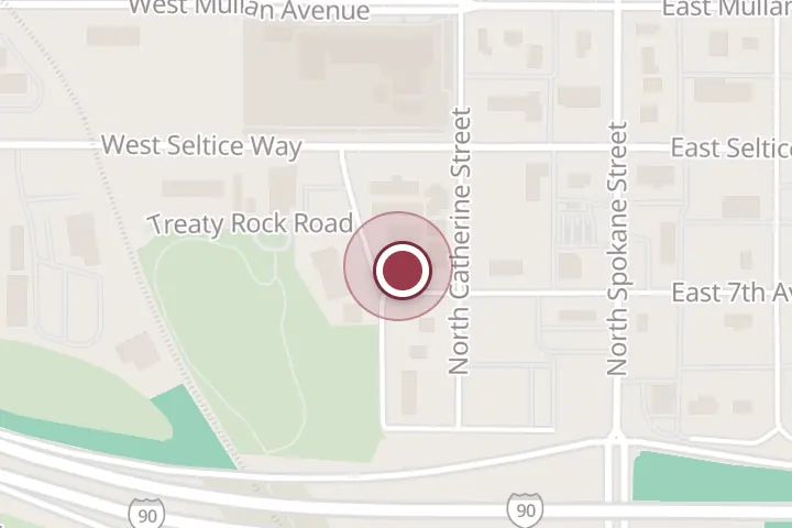 Street map around 204 W 7th Ave, Post Falls, with a pin at Panhandle pro services
