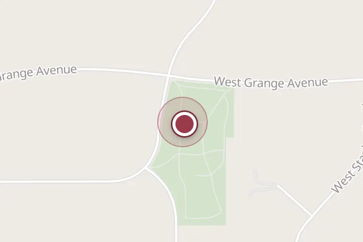 Street map around 1632 W Grange Ave, Post Falls, with a pin at Park in the Meadows