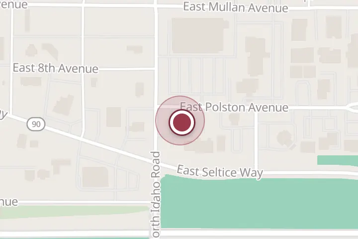 Street map around 700 N Idaho St, Post Falls, with a pin at Paul Bunyan Restaurant