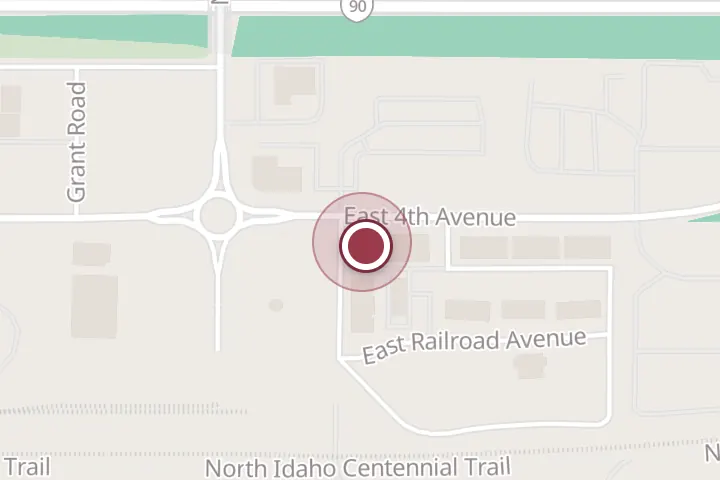 Street map around 910 E 4th Ave Ste A, Post Falls, with a pin at Piccolo Kitchen & Bar at Millworx