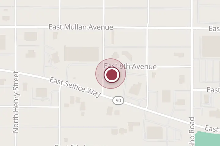Street map around 601 E Seltice Way Ste B2, Post Falls, with a pin at Pioneer Pest Control