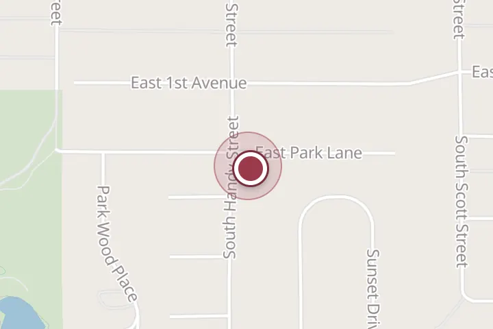 Street map around 201 S Handy St, Post Falls, with a pin at Piston Parlor