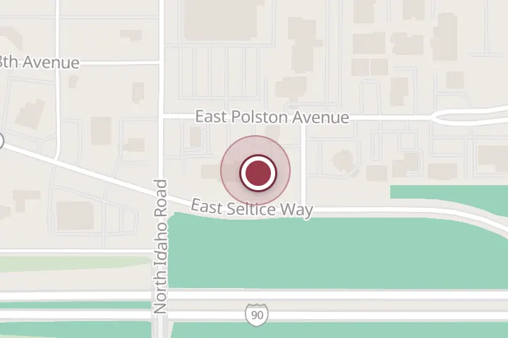 Street map around 920 E Polston Ave, Post Falls, with a pin at Pizza Hut