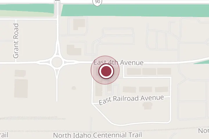 Street map around 910 E 4th Ave Ste B, Post Falls, with a pin at Platinum Training & Fitness