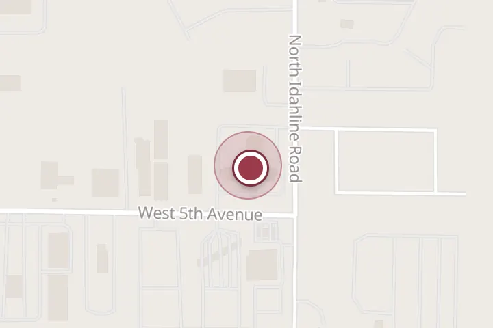 Street map around 3647 W 5th Ave, Post Falls, with a pin at Post Falls Hotel
