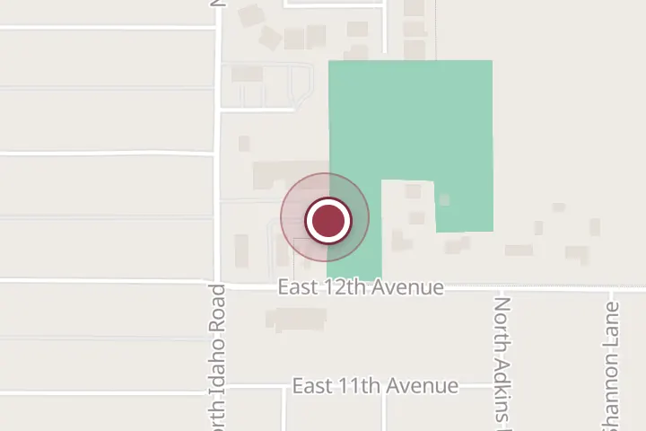 Street map around 1210 N Idaho St Ste A, Post Falls, with a pin at Post Falls Law