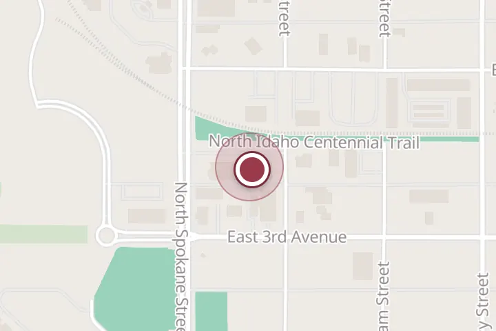 Street map around 306 N Spokane St Unit G, Post Falls, with a pin at Precision Garage Door Service of Post Falls