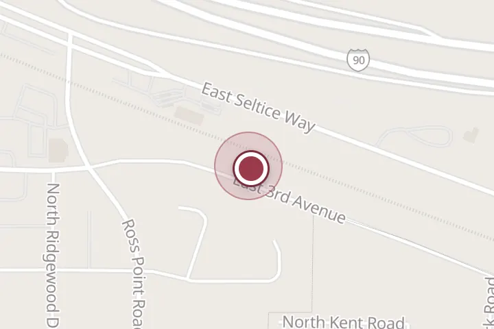 Street map around 4137 E 3rd Ave, Post Falls, with a pin at Premier Basement Systems