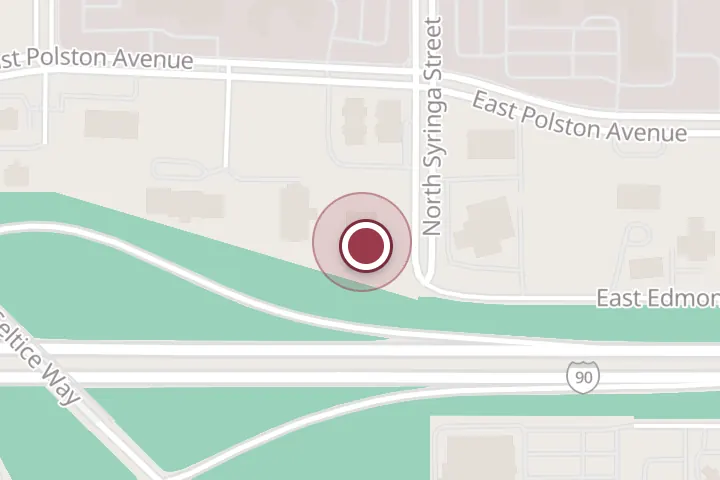 Street map around 569 N Syringa St, Post Falls, with a pin at Quality Stoves & Spas