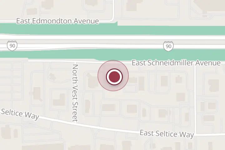 Street map around 1660 E Schneidmiller Ave, Post Falls, with a pin at Quick Insurance