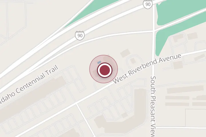 Street map around 4100 W Riverbend Ave, Post Falls, with a pin at Red Lion Inn & Suites Post Falls