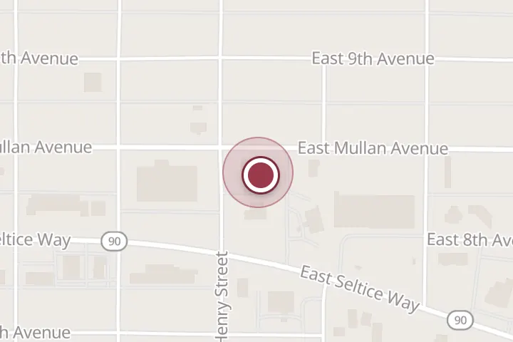 Street map around 801 N Henry St, Post Falls, with a pin at Restored Reflections permanent makeup