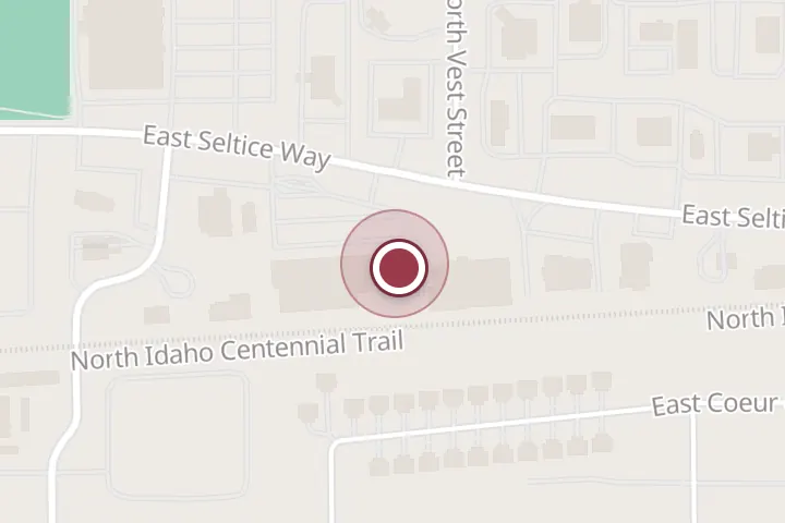 Street map around 1602 E Seltice Way, Post Falls, with a pin at Ricardo's Baja Tacos