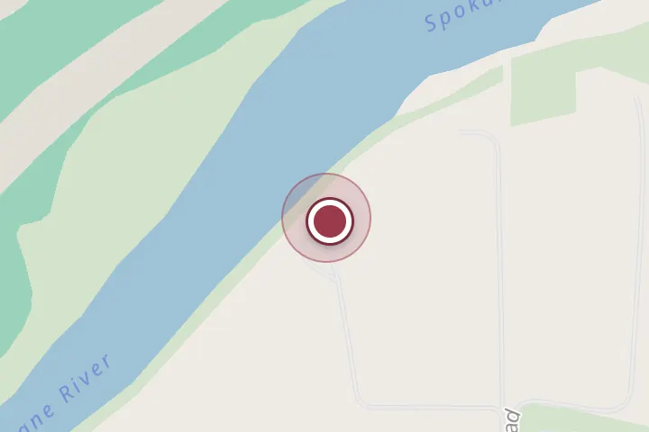Street map around 400 S Rabbit Trail, Post Falls, with a pin at Riverside Exteriors, Inc.