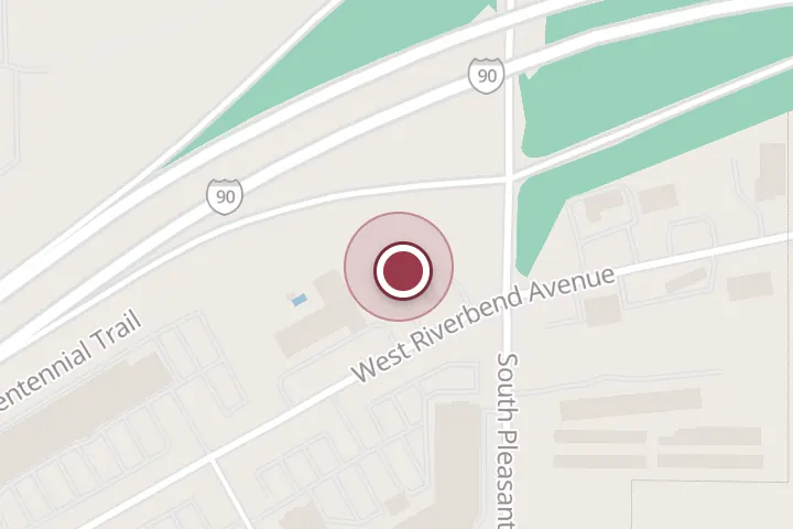 Street map around 4000 W Riverbend Ave, Post Falls, with a pin at Roasted Coffee Company