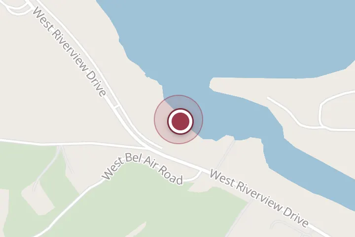 Street map around 11385 W Riverview Dr, Post Falls, with a pin at Rostie Resort and Marina
