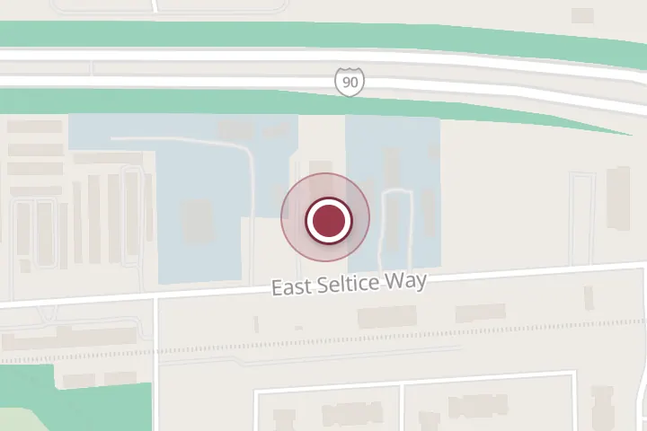 Street map around 2915 E Seltice Way, Post Falls, with a pin at Scott Shawver's Autobody and RV