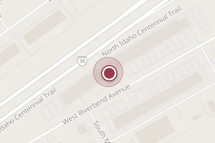 Street map around 4406 W Riverbend Ave, Post Falls, with a pin at Self-care Spa and Lounge