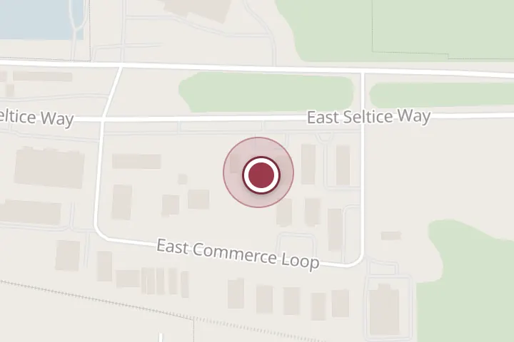 Street map around 6180 E Seltice Way, Post Falls, with a pin at Selkirk Abbey