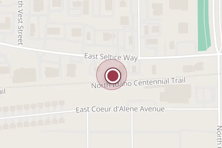 Street map around 1704 E Seltice Way, Post Falls, with a pin at Sijan Amoreena K DVM