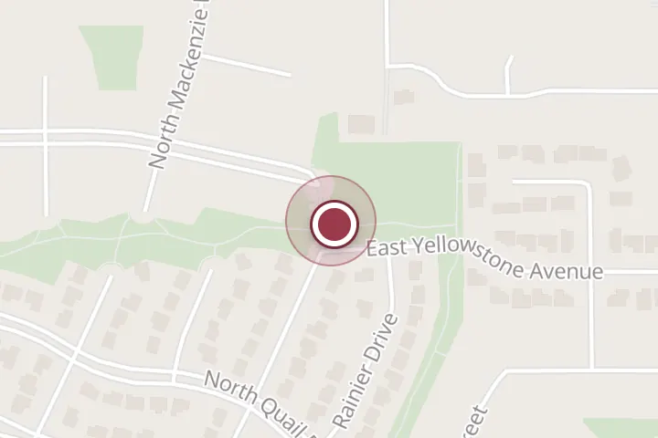 Street map around 1015 E Teton Ave, Post Falls, with a pin at Singing Hills Park