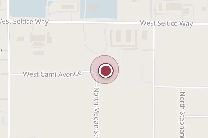 Street map around 710 N Megan St, Post Falls, with a pin at Soul Sweets Bakery