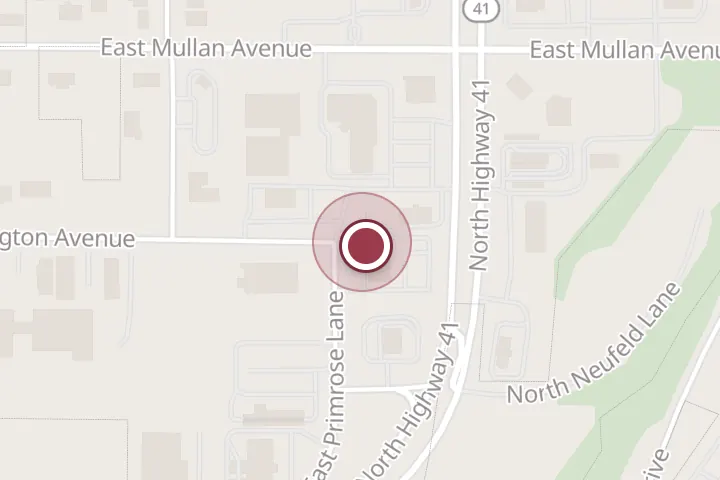 Street map around 4082 E Primrose Ln, Post Falls, with a pin at Starbucks Coffee Company