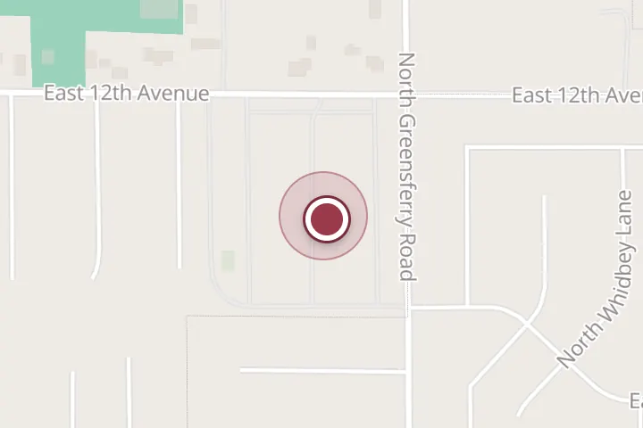 Street map around 1952 E 12th Ave, Post Falls, with a pin at Straight Line Painting LLC