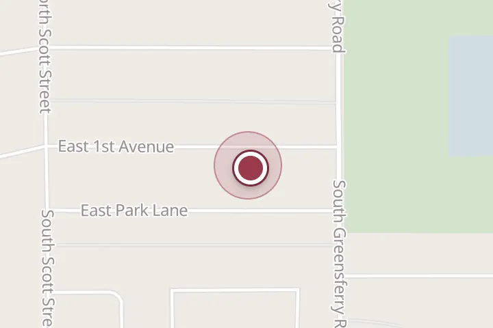 Street map around 1902 E 1st Ave, Post Falls, with a pin at Sweet Scrubs Cleaning LLC.