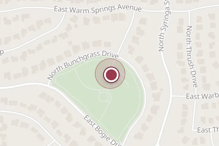 Street map around 2975 N Bunchgrass Dr, Post Falls, with a pin at Syringa Park