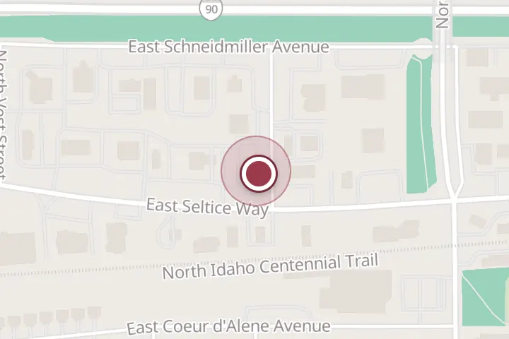 Street map around 1785 E Seltice Way, Post Falls, with a pin at Taco Bell