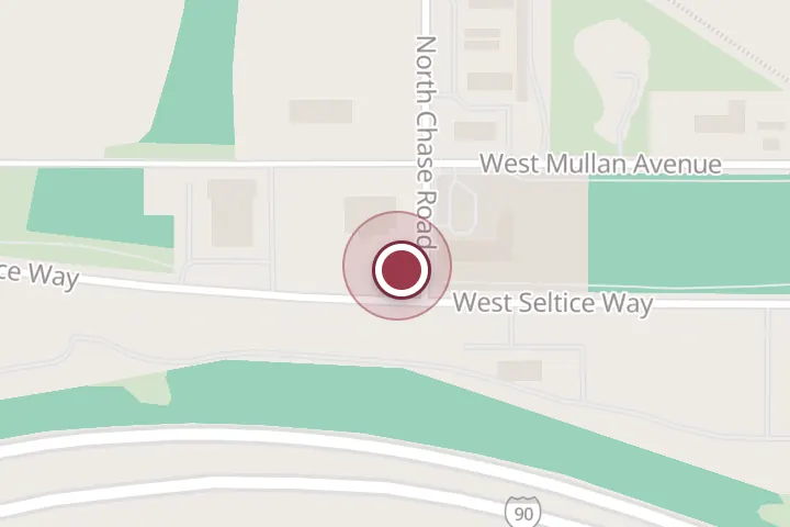 Street map around 801 W Seltice Way, Post Falls, with a pin at Terre Coffee & Bakery | Seltice Way