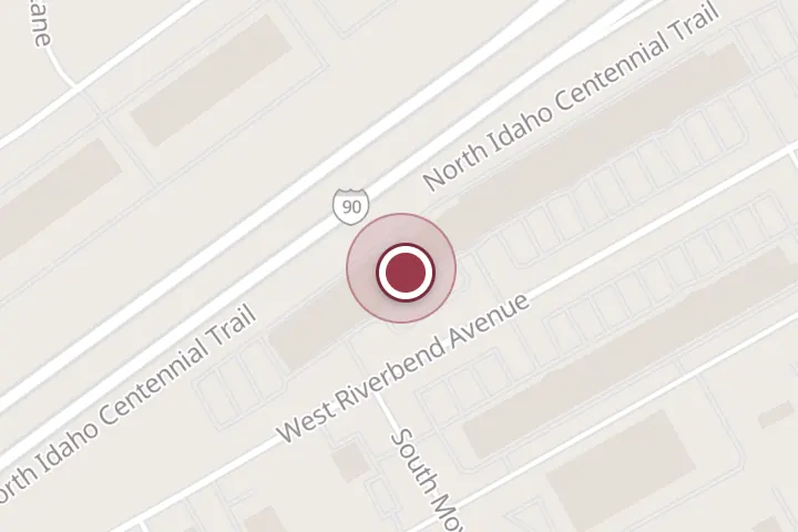 Street map around 4430 W Riverbend Ave, Post Falls, with a pin at The Draft Zone