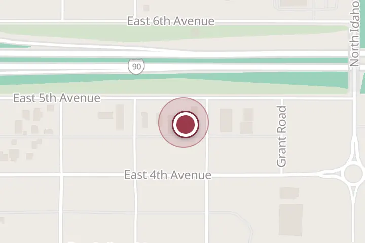 Street map around 518 E 5th Ave, Post Falls, with a pin at The Paint Guys