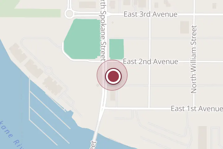 Street map around 106 N Spokane St, Post Falls, with a pin at The Smoke Ring