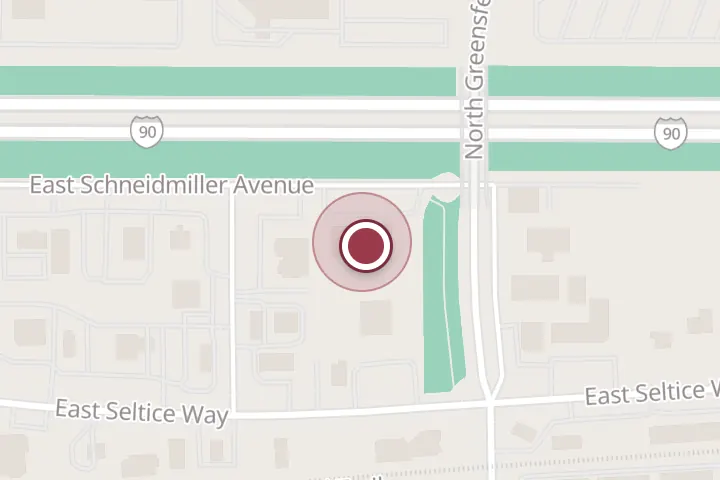 Street map around 1900 E Schneidmiller Ave, Post Falls, with a pin at Tire-Rama