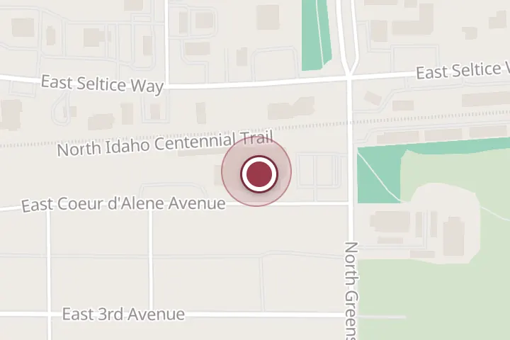 Street map around 405 N Greensferry Rd Unit 25, Post Falls, with a pin at Top Shelf Handyman Pros