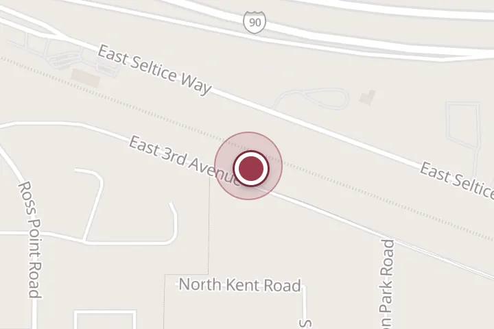 Street map around 4253 E 3rd Ave Ste B, Post Falls, with a pin at True North Automotive