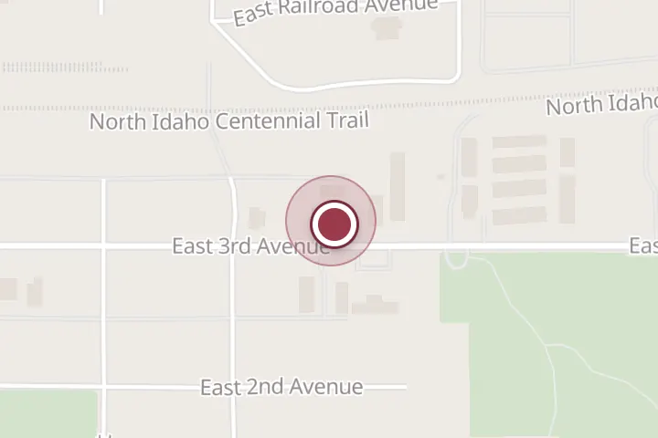 Street map around 921 E 3rd Ave, Post Falls, with a pin at United Electrical Contractors